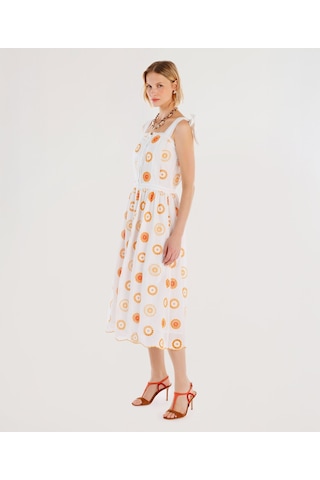 Yargıcı Brode Detaylı Kolsuz Uzun Elbise 25ykel7058x 037 Ekru