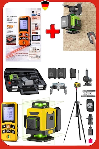 Deko Dk416cz 4d 16 Çizgi Yeşil Lazer Hizalama Terazili Tripot Seti + 50mt Otomatik Hizalama Set