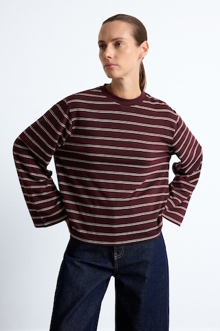 Defacto Oversize Çizgili Bisiklet Yaka Uzun Kollu Tişört I6841ax26aupn583 Pembe-pn583