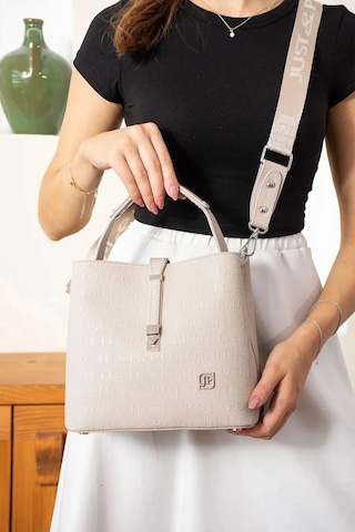 Just Polo Kadın Orta Boy 3 Bölmeli Ayarlanabilir Askılı Şık El & Omuz Çantası Shoulder Bag Ebat : 22 X 20 Cm Ekru