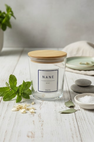 Nova - 4'lü Bambu Vakum Kapaklı Etiket Hediyeli Cam Saklama Kabı Baharatlık Seti 350 Ml Diğer