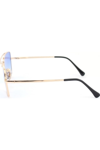 Mobgift Gold Metal Çerçeveli Mavi Degrade Camlı Kare Unisex Güneş