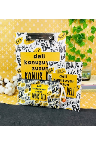 Deli Konuşuyor Susun Tasarımlı Defter Kalemlik Ve Sekreterlik Kır