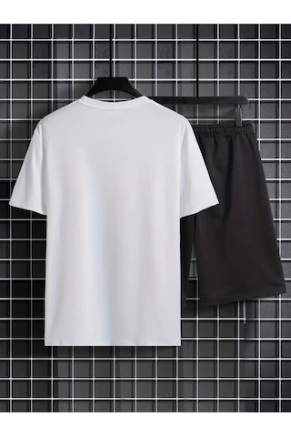 Startmore Erkek Beyaz''los Angeles Baskılı'' Basic Oversize T-shirt- Şort Takım Strup0000000000015 Beyaz