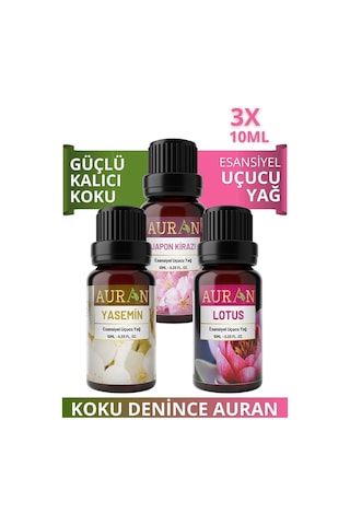 AURAN Yasemin, Lotus, Japon Kirazı Saf Uçucu Yağ Buhurdanlık Yağı