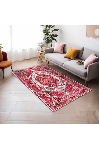 Zaren Kadife Kaymaz Pamuk Tabanlı Yıkanabilir Antibakteriyel Salon Halısı 120x180 Genel
