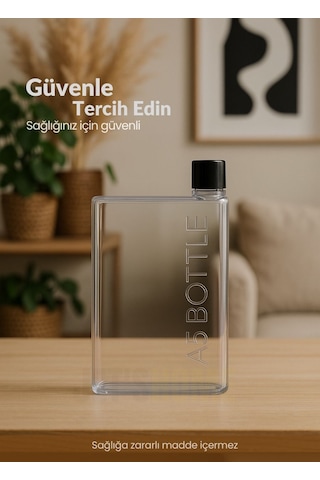 Slim A5 Matara Akıtmaz Yer Kaplamaz Bpa Free Çanta Uyumlu Suluk 420 Ml Şeffaf