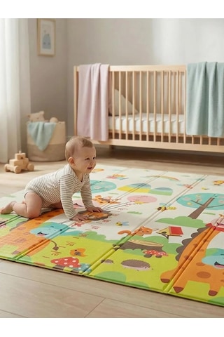 Holmen Katlanabilir Çift Taraflı Oyun Matı Arabalar ve Hayvanlar 150x200 CM