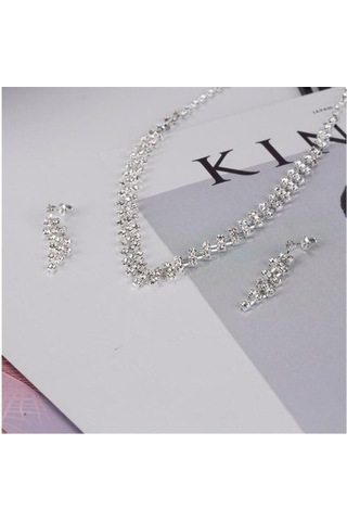 Rhinestone Set Zincir Gelin Zinciri Seti Takı Gümüş
