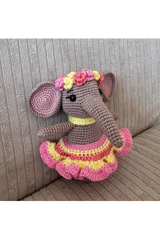 Etekli Amigurumi Fil Oyuncak 16 Cm 001