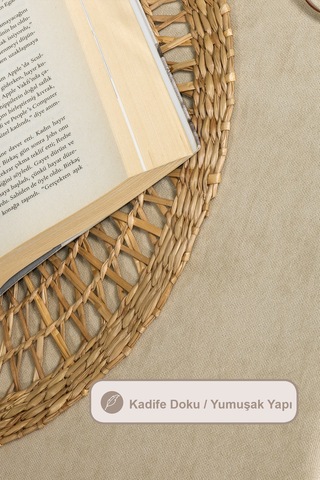 Elart Soft Kadife Masa Örtüsü Dikdörtgen 150x220 Cm Taş Taş