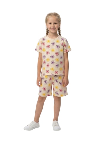 New Kids Renkli Güneş Desenli Kız Çocuk Şortlu Takım-91144 Pudra
