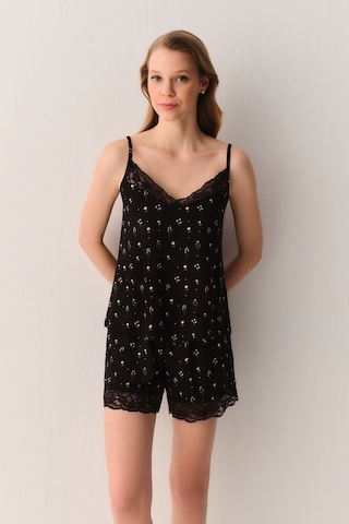 Suwen Lisa Atlet Şort Pijama Takımı Sh26632667325 Siyah