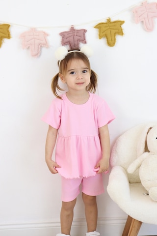 MiaBaby Fırfırlı Şortlu Takım Pembe
