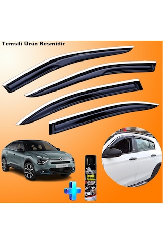 Citroen C4x Mügen Cam Rüzgarlığı Abs Nikelaj Krom Cam Rüzgarlığ 2023 Sonrası + Ebrayn Lastik Parlatıcı