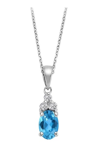 Sirius Pırlanta ve Oval Mavi Topaz Taşlı Kolye 0817P0058