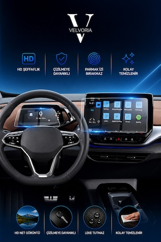 Volkswagen Id.3 Navigasyon Ve Gösterge Paneli Nano Glass Ekran Koruyucu Multimedya Ekran Koruyucu
