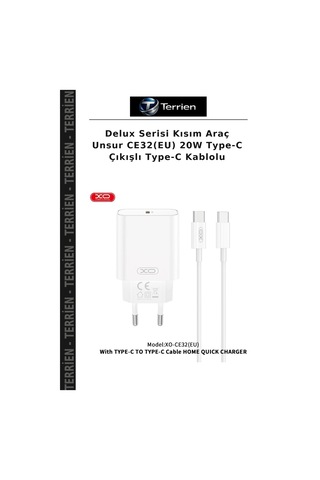 Delux Serisi Kısım Araç Unsur Ce32 Eu 20w Type-c Çıkışlı Type-c Kablolu