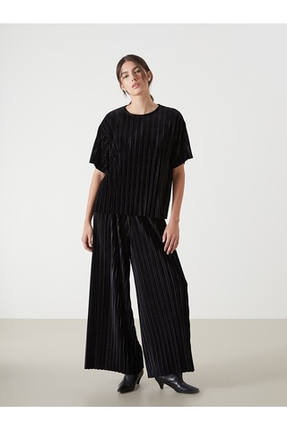 Lcw Everyday Siyah Beli Lastikli Kadife Kadın Pantolon