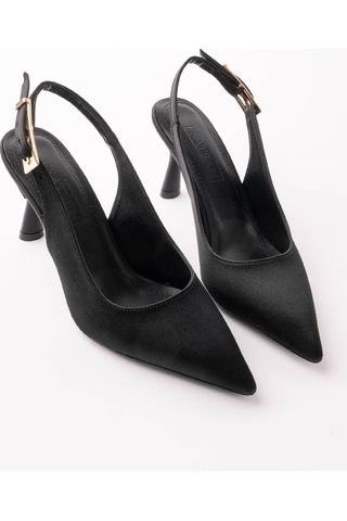 Esatsani Siyah Rugan Sivri Burun 9 Cm Topuklu Ponci Stiletto Kadın Ayakkabı Siyah