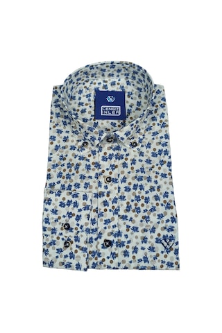 Cengiz İnler Standart Yaka Puantiye Çiçek Desen Gömlek Slim 001