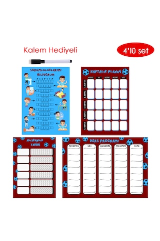 Çocuklar İçin Planlayıcı Set-bordo Mavi Alışkanlık Ve Sorumluluk