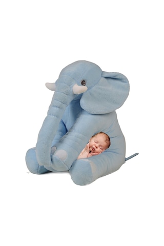 Uyku Arkadaşım Peluş Fil - Büyük Yumuşacık 75 Cm -sevgiliye Hediye Mavi
