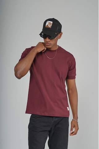 King Brich Slim Fit Kalıp Kolu Ribanalı Basic %100 Pamuklu Tişört Bordo