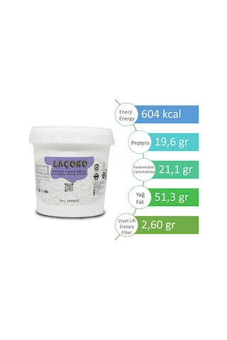 Laçoko Kova Şekersiz Katkısız Glutensiz Vegan Doğal Badem Ezmesi 1 KG