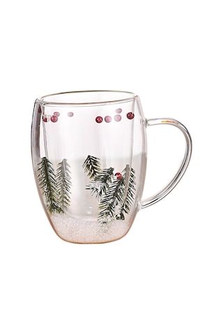 Suntek Noel Cam Kahve Kupa 350 Ml Çay Süt Kupası Doğum Günü