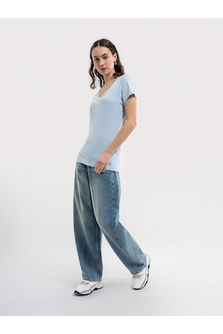 Regular Fit Kadın Tshirt K.kol Açık Mavi