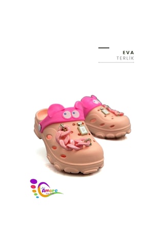 Sermoda Gözlük Desen Zincirli Eva Kız Çocuk Plaj Havuz Terlik Sabo Terlik Yavru Ağzı