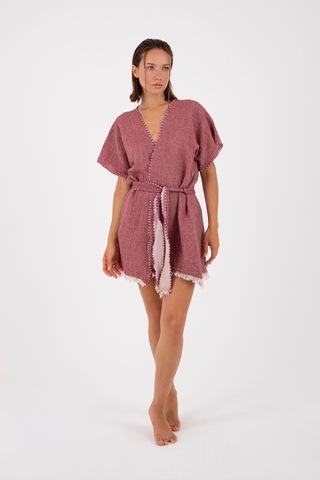 Dokubba - Kimono - Peştemal Kimono - Müslin Kimono - Selimiye Bordo Bordo