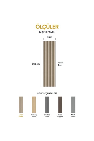 Vilo Mpc M Çıta Duvar Paneli Linen Fabric 265cm Yapıştırmalı Montaj - Neme Ve Darbeye Dayanıklı