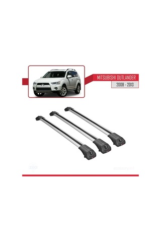 Mitsubishi Outlander 2008-2013 Arası İle Uyumlu Ace-1 Ara Atkı Tavan Barı Gri 3 Adet Bar