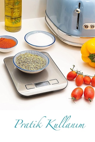 5kg Lüx Dijital Mutfak Terazisi 5kg 1 Gr Hassas Paslanmaz Çelik Pil Hediyeli Diğer