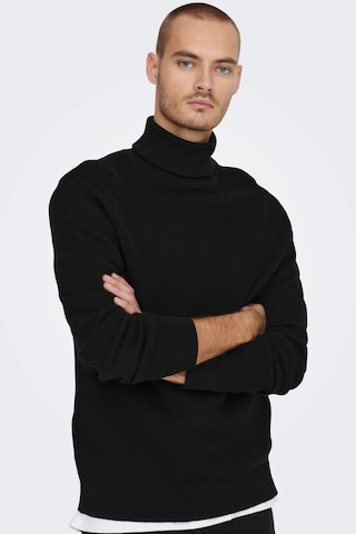 Only & Sons Onsphil Reg 12 Struc Roll Neck Knit Noos Erkek Siyah Kazak - 22023202