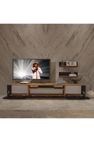 Decoraktiv Trio 4 Mdf Tv Ünitesi Tv Sehpası Pera - Siyah Mermer