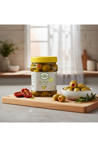 Egelya Akhisar Domat Biberli Yeşil Zeytin 500 G Aromatik, Dengeli Lezzet