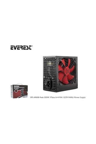 Everest EPS-4900B Peak-350W 3xSata 6+4 Pin 12 CM Fanlı Güç Kaynağı
