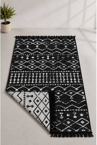 Kilim Paspas Çok Amaçlı Halı Makinede Yıkanabilir Toz Yapmaz Siyah 3