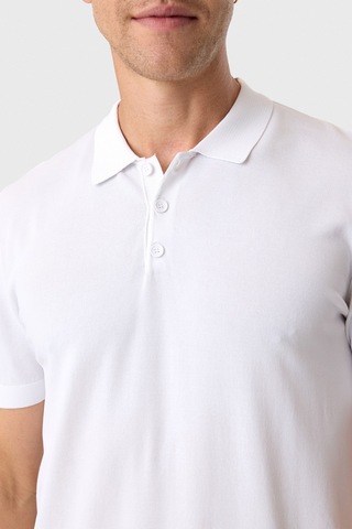 Back And Bond Regular Fit Düğmeli Beyaz Polo Yaka Tişört