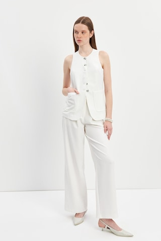 Stella Pulvis Krem Pileli Yüksek Bel Wide Leg Pantolon Krem