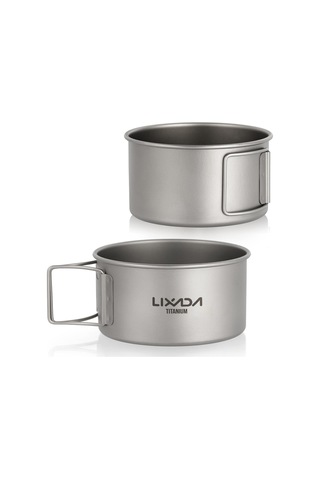 Açık Kamp Yürüyüş İçin Lixada Titanyum Kase Katlanır Kolları Akşam Yemeği Gıda Kabı S - 450ml Çok Renkli