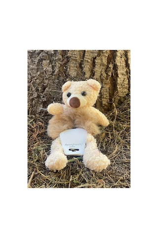 Ayıcıklı Lastik Peluş Toka Bej