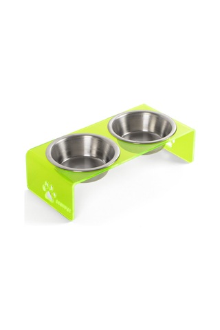 Gobypet 2'li Yeşil Pleksi Dekoratif Kedi Ve Köpek Seramik Mama & Su Kabı + Paspas
