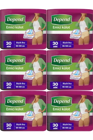 Depend Emici Külot Kadın Hasta Bezi Büyük Boy 6 x 30'Lu
