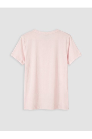 Lcw Everyday Pembe Bisiklet Yaka Baskılı Kadın Tişört