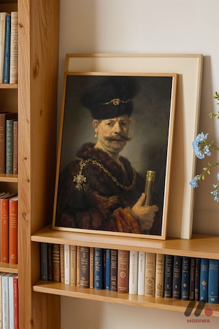 Rembrandt Kürklü Asilzade, Ahşap Çerçeveli Duvar Tablosu - Sanatsever Hediyesi