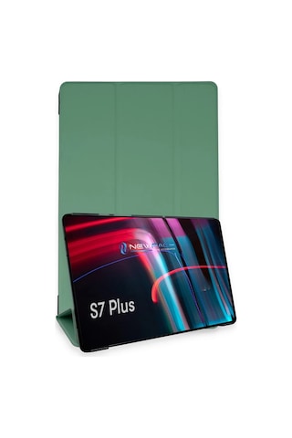 Cosmotex Newface Samsung Galaxy T970 Tab S7 Plus 12.4 Kılıf Tablet Smart Kılıf - Koyu Yeşil